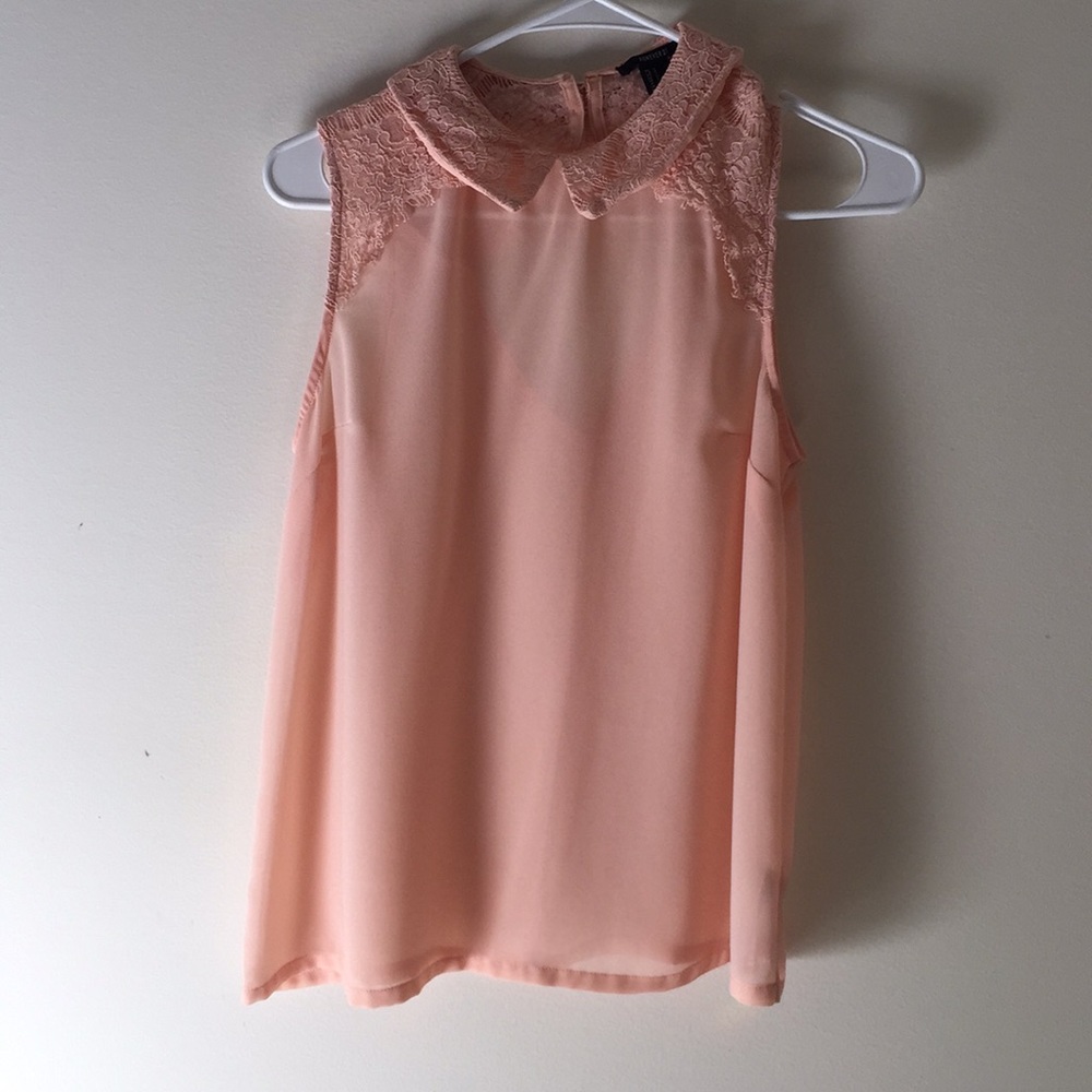 Light peach short sleeve lace blouse